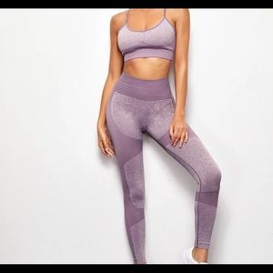Workout attire-top and bottom, matching set.